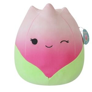 Squishmallows Pink and Green 14 inch Bridgie the Pink Winking Tulip, NWT